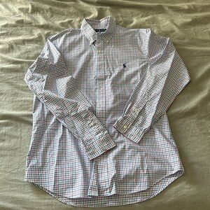 Ralph Lauren Blue and Pink Bottom Plaid Button Down